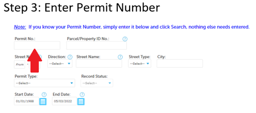Step 3: Enter Permit Number